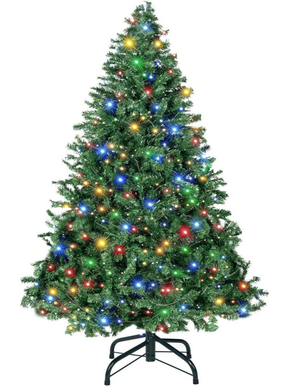 4FT Pre-Lit Spruce Christmas Tree with Colorful LED Lights & Stand - Holiday